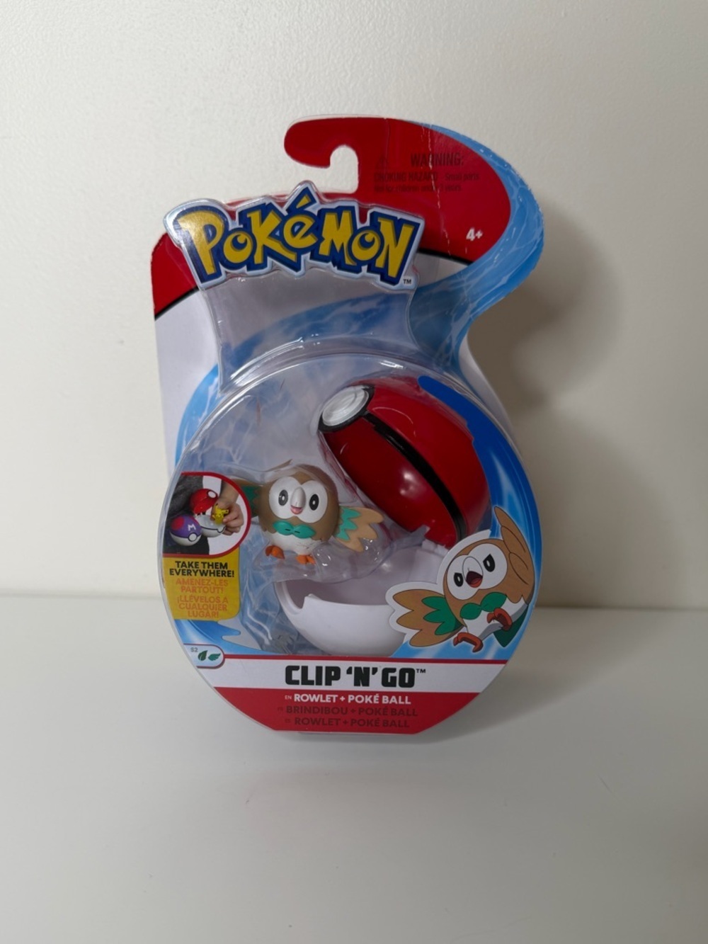 Pokémon Rowlet Clip 'N' Go Poké Ball Set NIB Jazwares Figure